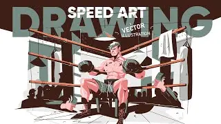 Boxer getting ready - Speed Art Drawing vector illustration