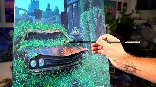 Painting An Apocalyptic City Scene With Acrylic Paints #art