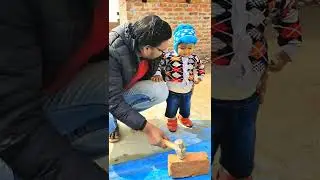 Papa ki Hathaudi se Brick todne ki jid kar rahe hain Ayaan Babu 