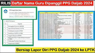 RILIS Daftar Nama Guru Dipanggil PPG Daljab 2024 ~ Bersiap Lapor Diri PPG Daljab 2024 ke LPTK