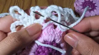Weaving in Ends in Crochet - Cluster Stitch Flower Motif