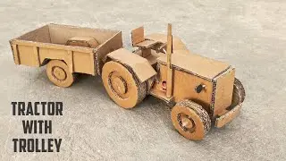 How To Make A RC Tractor out of Cardboard at Home | Tractor with trolley Very Simple