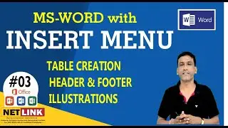 #03 Insert menu in Ms-Word | Different Type of  Create Tables |  Header and Footer setting