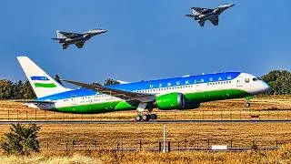 UZBEKISTAN PRESIDENT TAKEOFF with MiG-29 FIGHTER ESCORT! 🇷🇸 Boeing 787-8 at Belgrade