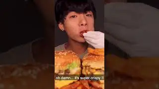 Asmr Super Crispy Fries & Cheesy Burger Mukbang #shorts
