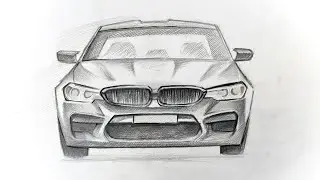 Как нарисовать машину BMW M5 F90 компетишн, рисунок.