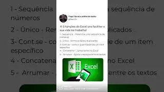 5 funções para facilitar sua vida no Excel! #dicadeexcel #shorts #excel #viral #tutorial