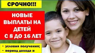 НОВЫЕ ВЫПЛАТЫ НА ДЕТЕЙ с 8 до 16 лет, условия получения.