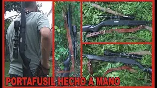 Correa porta fusil artesanal hecha de cuero  para arma de fuego