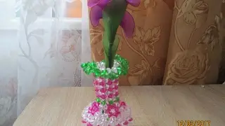 Биссероплетение. Ваза из бусин. Мастер-класс.1/3