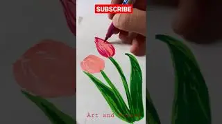 How to draw Tulip 🌷 Flower In just 1 min / DOMS Brush Pens/ 