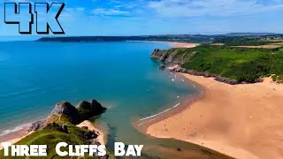 Stunning 4K Footage Three Cliffs Bay