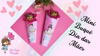 Mini buquê Dia das Mães com Bombom/Lembrancinha Dia Das Mães/Flor com bombom