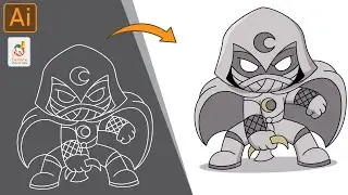 Creating Character(Moon Knight) Tutorial In Adobe Illustrator 