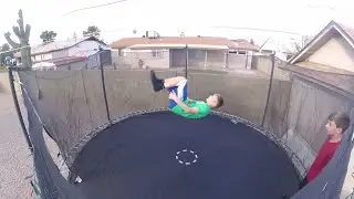 First trampoline flipping video