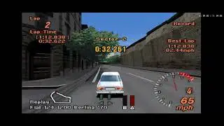 Gran Turismo 2 A-Spec Stock laps ( Fiat 124 Berlina ) Rome Short Circuit 1:12.838