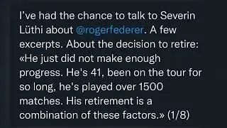 Roger Federer’s coach Severin Luthi talks about the “Decision to retire”