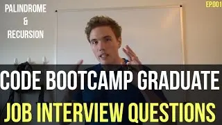 Code Bootcamp Grad Job Interview Questions - Palindrome w/ Recursion EASY (Whiteboard & Code) Ep.001