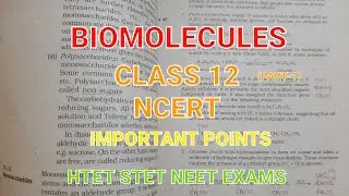 BIOMOLECULES|CLASS 12|NCERT|PART-1|IMPORTANT POINTS|HTET|NEET|STET