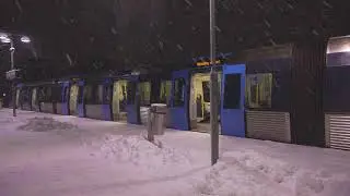 Sweden, Stockholm, 2X Subway ride from Bagarmossen to Skogskyrkogården