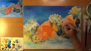Как нарисовать рыбок. Рыбы- попугаи. Акрил