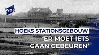 Hoeks stationsgebouw in slechte staat