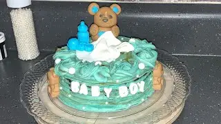 Pastel baby shower de niño temática ositos sin experiencia hazlo yu misma(0) ❤️ fondant buttercream