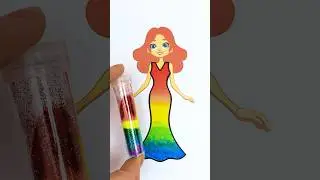 Coloring Princess Dress with Rainbow Paint & Glitter 😍✨🎨 #glitter #art #creative #kids #painting