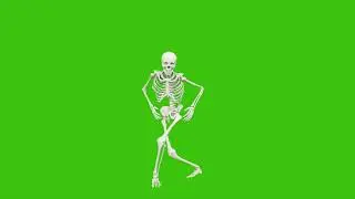 Free footage. Skeleton dancing. Seamless loop animation on green screen.