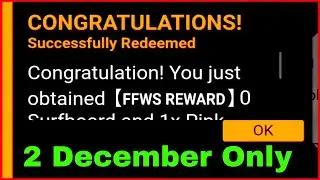 FREE FIRE | FF REDEEM CODE TODAY 2 December FREE FIRE REDEEM CODE TODAY | 2 December REDEEM CODE
