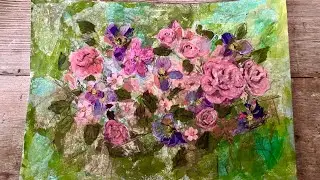 Demonstration Relaxing Mixed Media using Acrylics and Tissue Paper #art #tutorial #mixedmedia