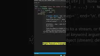 Try to draw Right Pascal's Triangle Pattern in Python | 