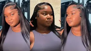 DEEP SIDE PART SLEEK STRAIGHT HAIR WIG INSTALL TUTORIAL | GEETA HAIR | Kathy Odisse