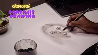 Charcoal pencil portrait drawing for beginners | REALISTIC DRAWING |