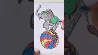 Drawing a circus elephant. How to draw a circus elephant. Drawing tutorial.