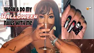 Work & do my Halloween nails with me