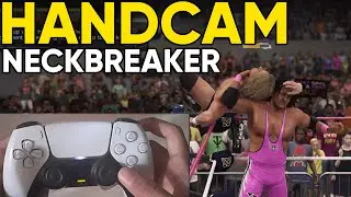 HANDCAM - Follow that up with a huge Neckbreaker! Opponent seated facing ringside on top turnbuckle