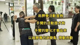 【20240824(04)】控制肩胛骨的活動，肢從手掌到肩要保持固定，體從胸與背要放鬆，肩胛骨活動越開，手臂活動度即變化越多。【何靜寒老師】【八卦拳&太極拳】