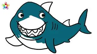 How to draw Shark for kids . Shark  Drawing and coloring painting for kids and toddlers.