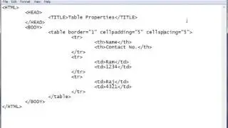 what is table property cellpadding and cellspacing with example in html