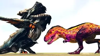 POBORUBARUMU vs. T-REX/ACRO/BARIOTH and More | ARK Dino Battle