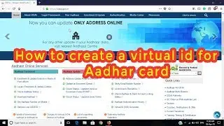 How to create a Virtual id for your Aadhar card |aadhar virtual id