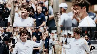 Olympic Flame in the hands of Charles Leclerc