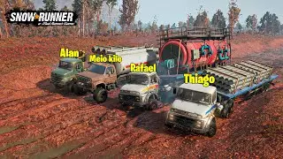 Comboio de caminhões murissócas na lama | Snowrunner multiplayer