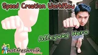 Alleyway Hero | Speed Creation Workflow | ClipStudioPaint+Krita+Photoshop