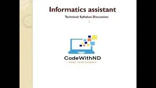 Informatics Assistant Vacancy 2023 | Technical Syllabus Discussion By CodeWithND #IAVacancyRaj