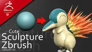 Cyndaquil pokemon - Zbrush Speed Sculpt timelapse in 6 min.