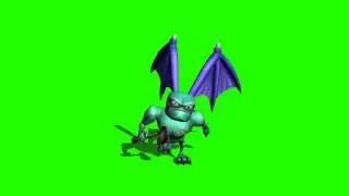 monster sprinting  in green screen