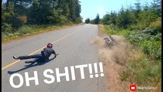 crazy dirtbike wheelie bail at 90kmph