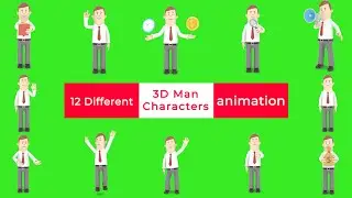 12 different 3d man character animation, explainer video (black mart)